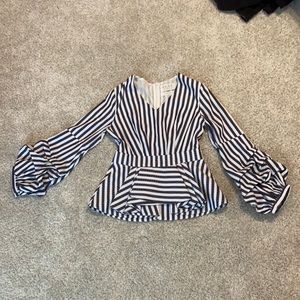white and blue stripped shirt